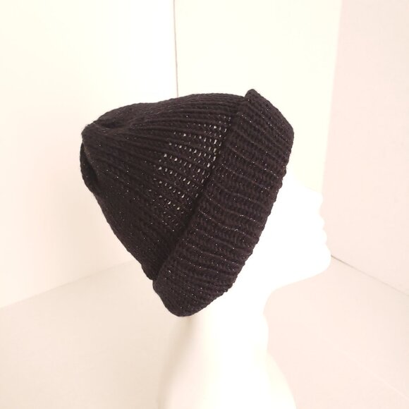 Unisex Adults Crochet Black Color With Shiny Flakes Cute Hat Beanie - Picture 2 of 9